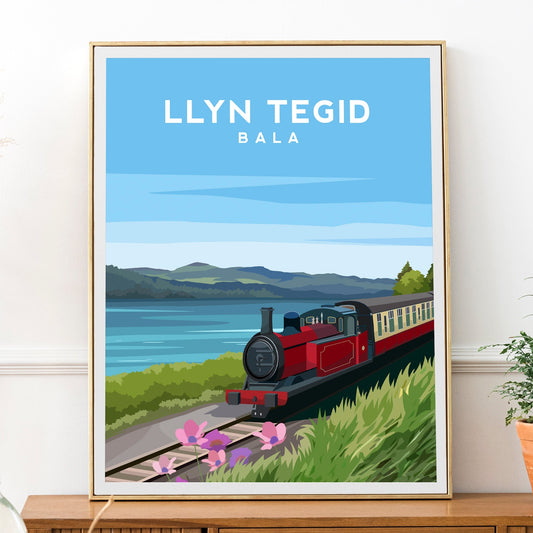Bala Llyn Tegid Wales Print | Railway Snowdonia Travel Wall Art