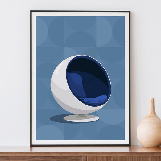 1960s Ball Chair Print - Mid Century Modern Wall Art by Typelab