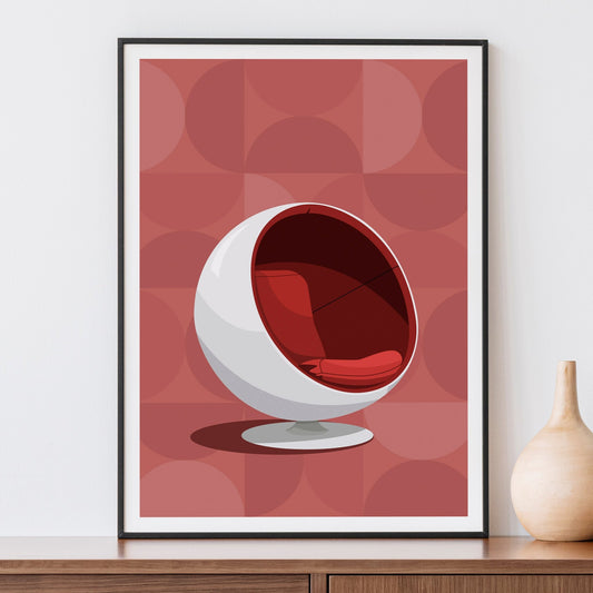 1960s Ball Chair Print - Mid Century Modern Wall Art by Typelab