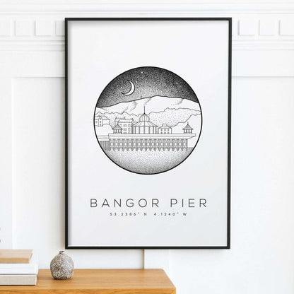Bangor Pier, Gwynedd Wales Dotwork Print Typelab
