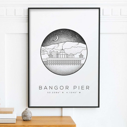 Bangor Pier, Gwynedd Wales Dotwork Print Typelab