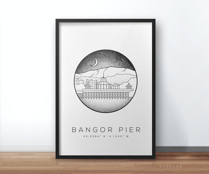 Bangor Pier, Gwynedd Wales Dotwork Print Typelab