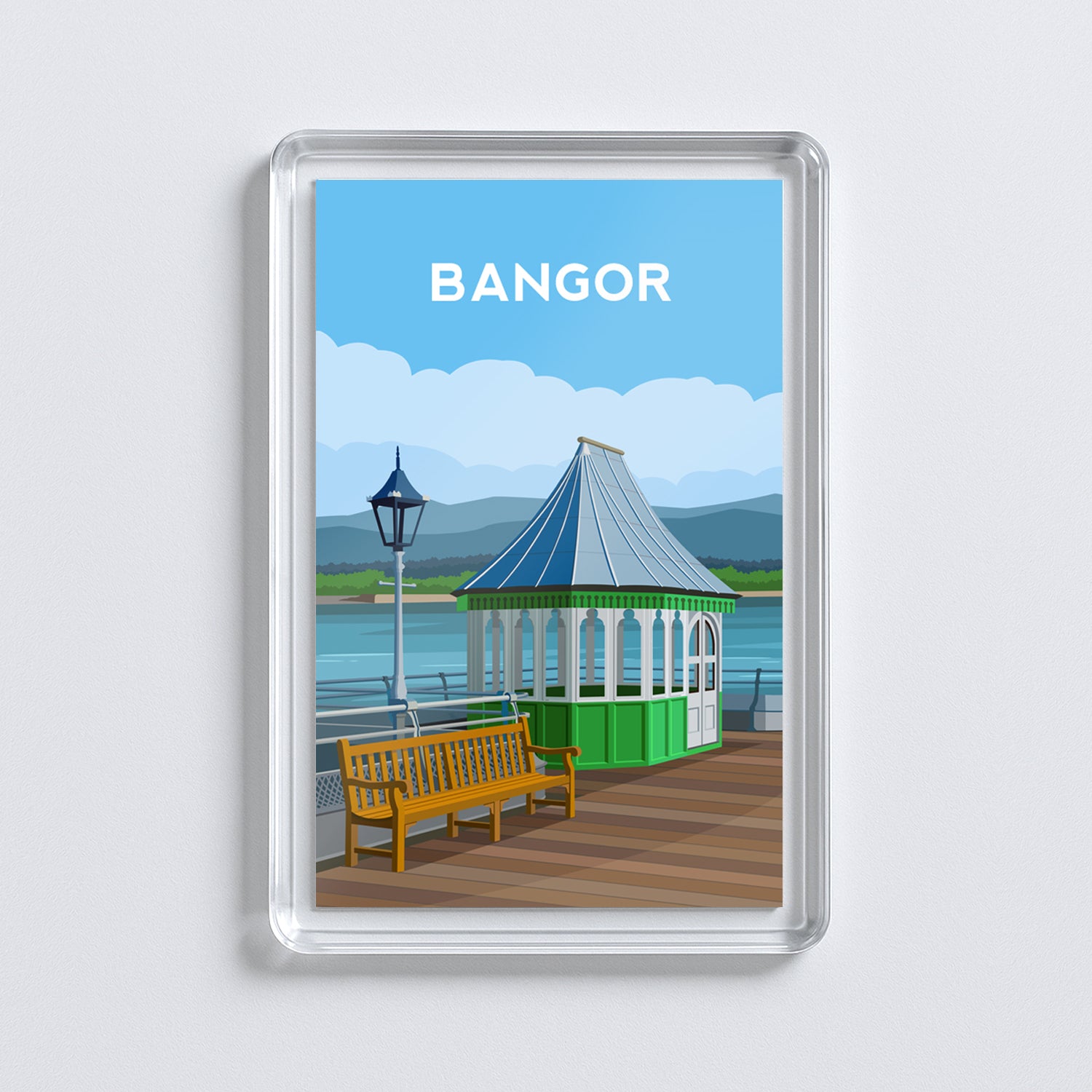 Bangor Wales Acrylic Fridge Magnet | Garth Pier Travel Magnet