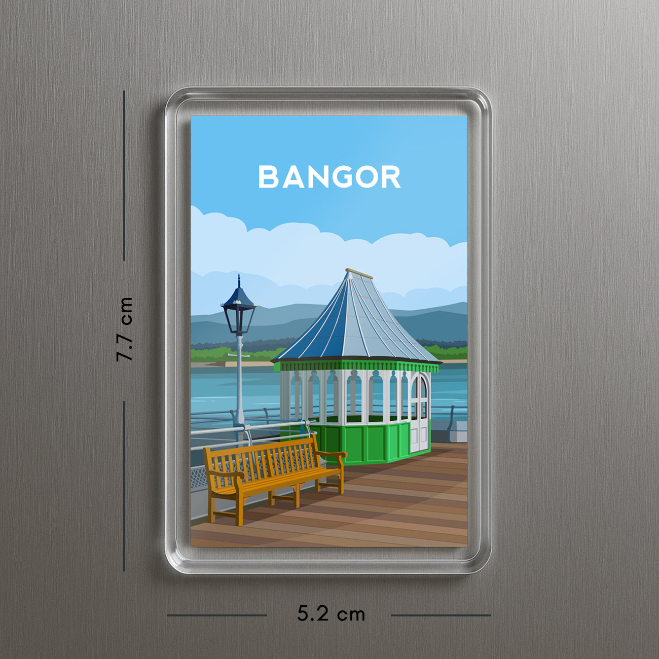 Bangor Wales Acrylic Fridge Magnet | Garth Pier Travel Magnet
