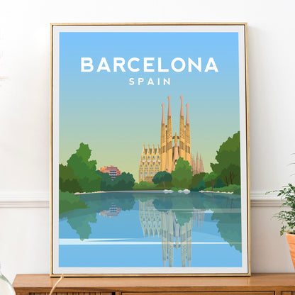 Barcelona Spain Print | Spanish Travel Poster - Sagrada Familia Wall Art