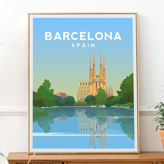 Barcelona Spain Print | Spanish Travel Poster - Sagrada Familia Wall Art