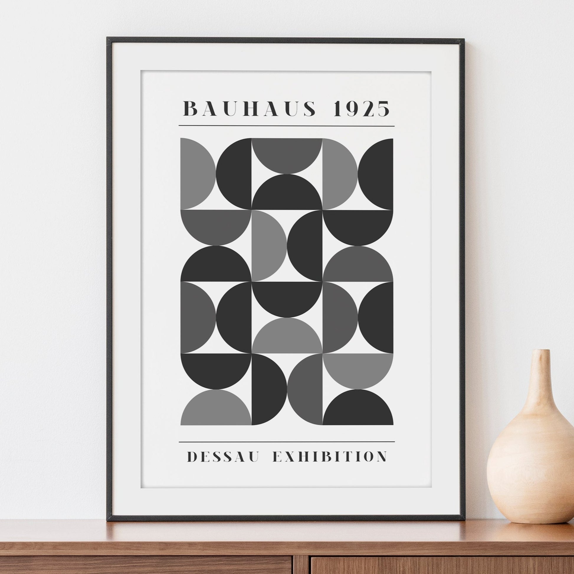 Bauhaus Dessau Abstract Print | Exhibition Retro Wall Art - Black