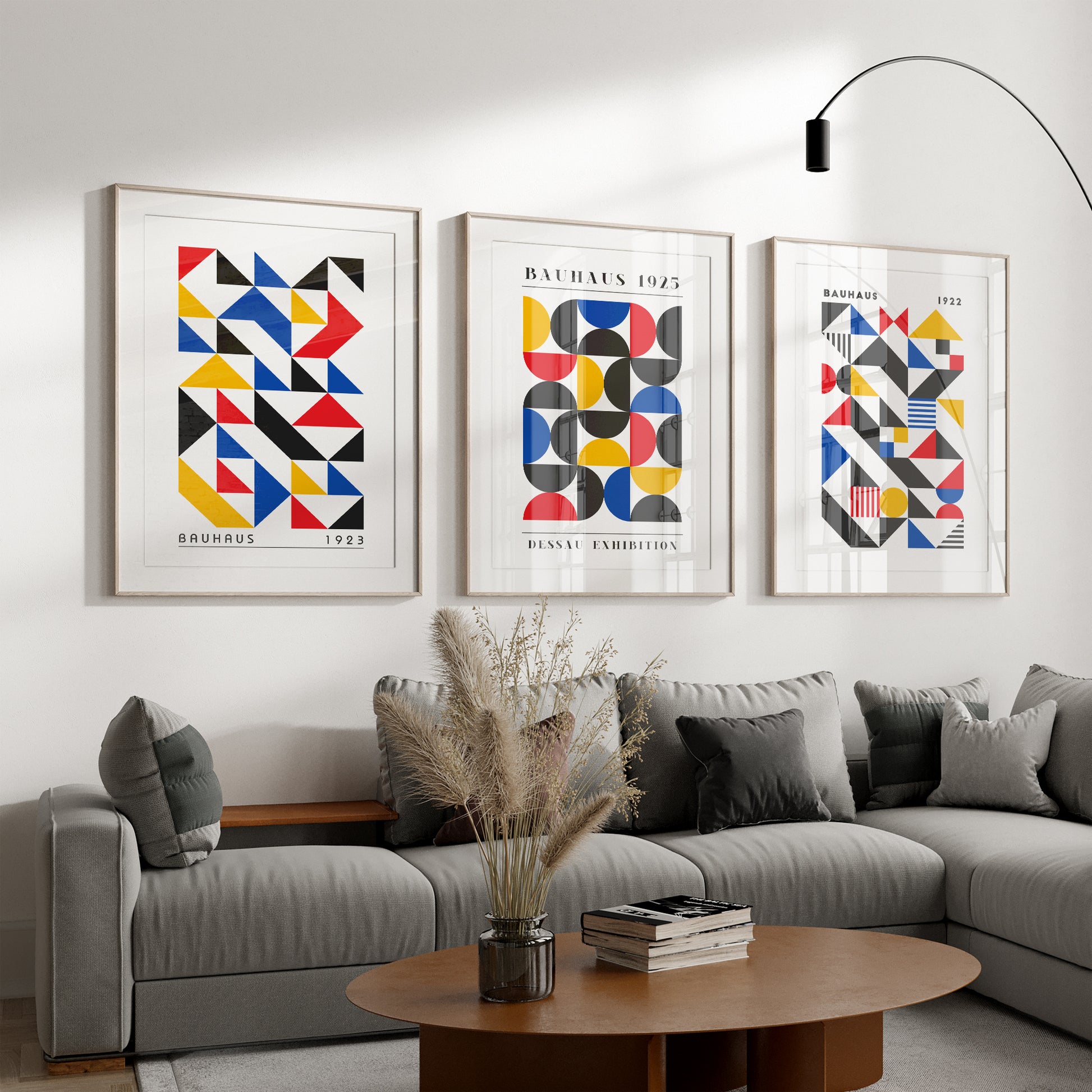 Set of 3 Bauhaus Art Prints | Primary Colour Retro Wall Art