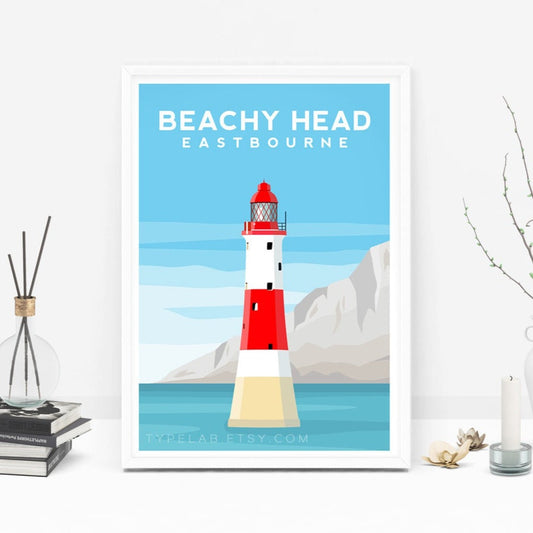 Beachy Head, Eastbourne England Travel Print Typelab