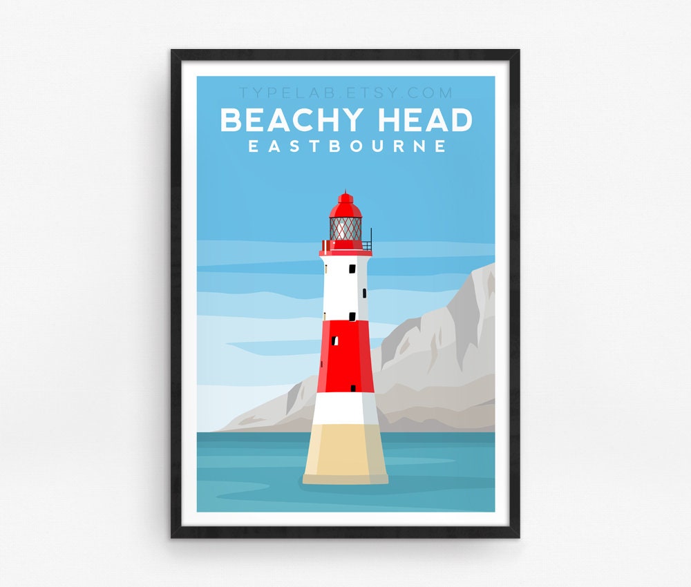 Beachy Head, Eastbourne England Travel Print Typelab