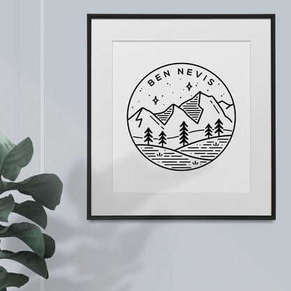 Ben Nevis, Scotland Circle Emblem Print Typelab