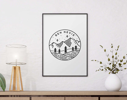 Ben Nevis, Scotland Circle Emblem Print Typelab