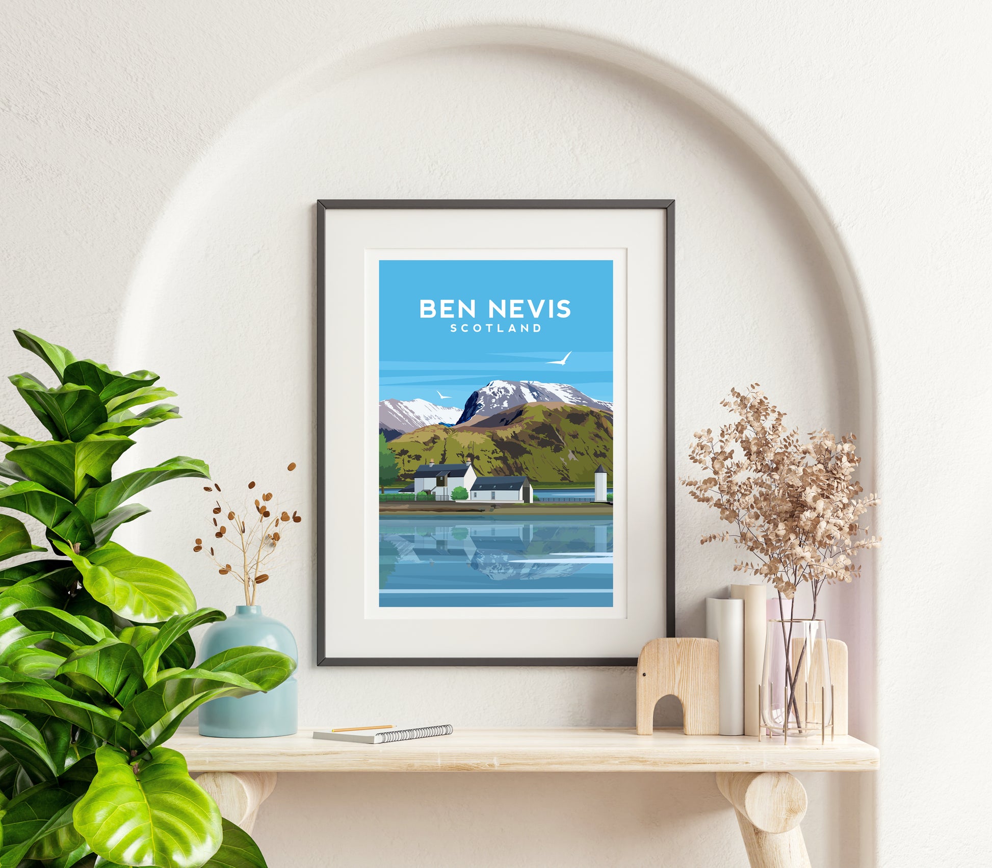 Ben Nevis Art Print | Scottish Mountain Travel Wall Art by Typelab