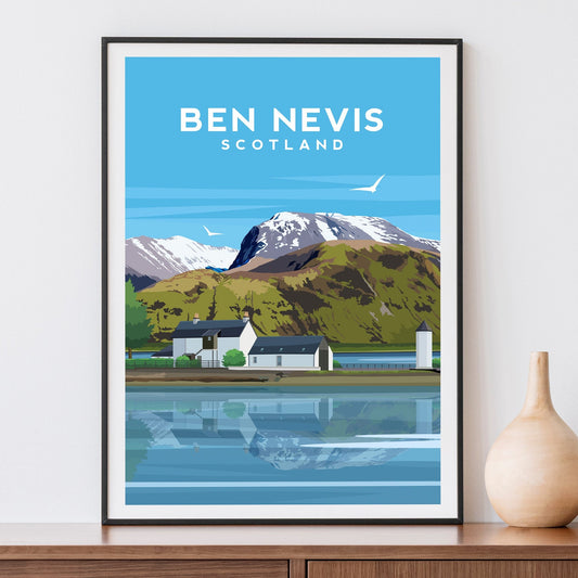 Ben Nevis Art Print | Scottish Mountain Travel Wall Art by Typelab