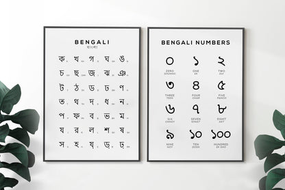 Bengali Alphabet and Number Print Set of 2 Typelab