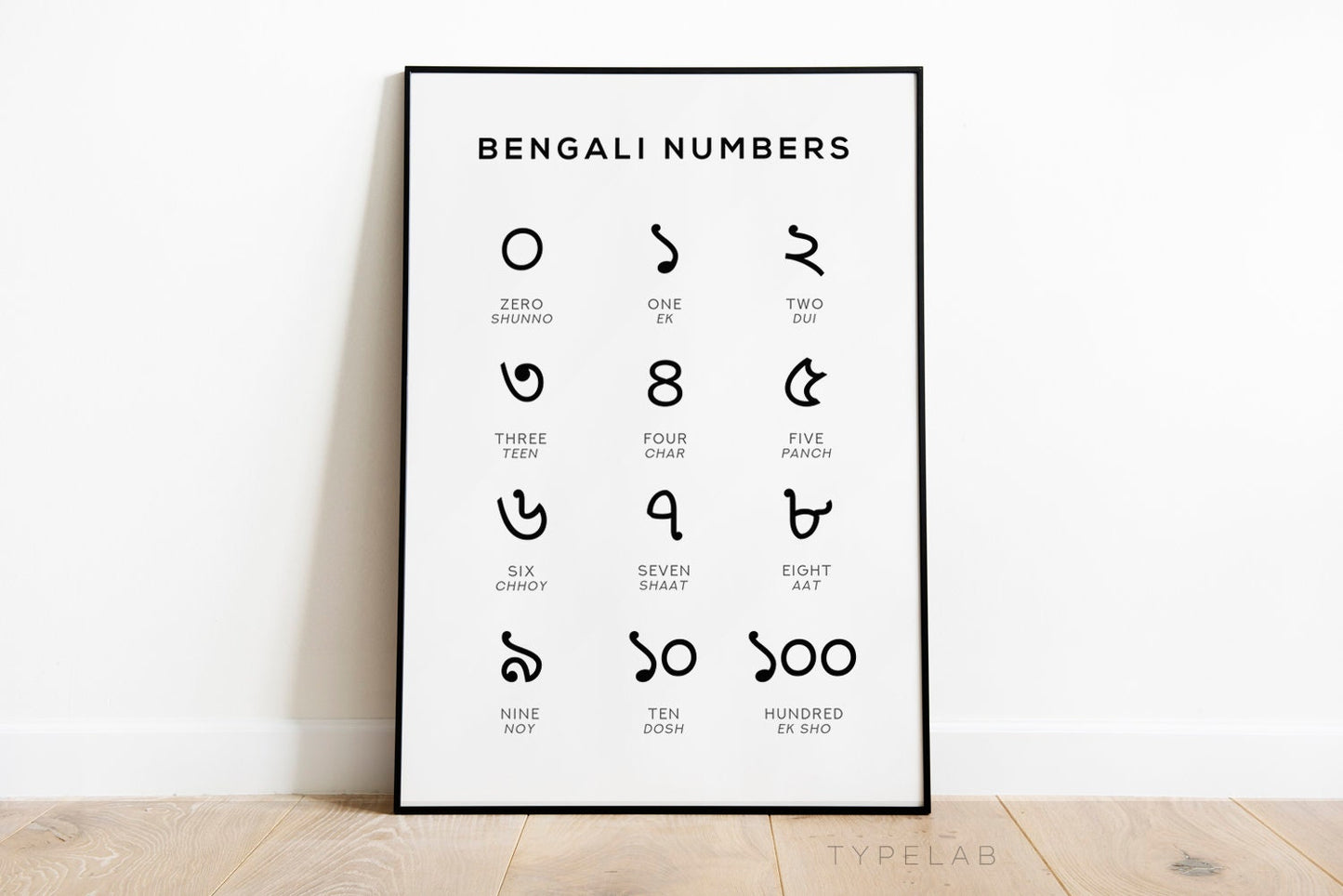 Bengali Alphabet and Number Print Set of 2 Typelab