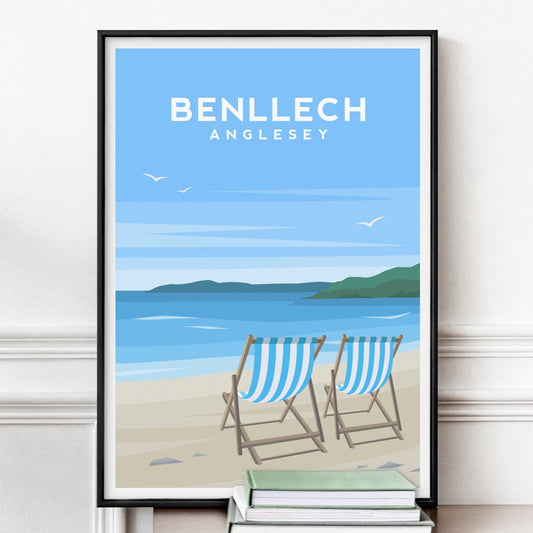 Benllech Anglesey Print, Wales Beach Travel Wall Art Typelab