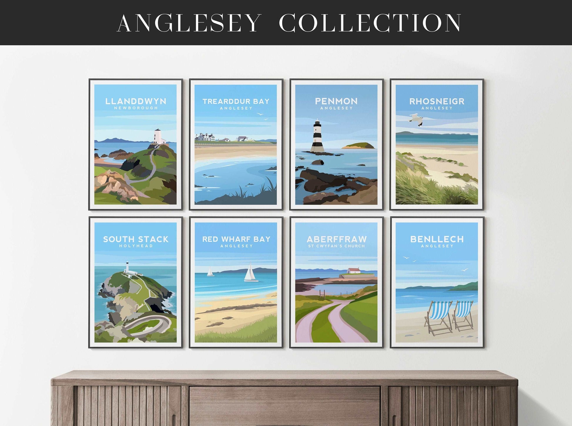 Benllech Anglesey Print, Wales Beach Travel Wall Art Typelab