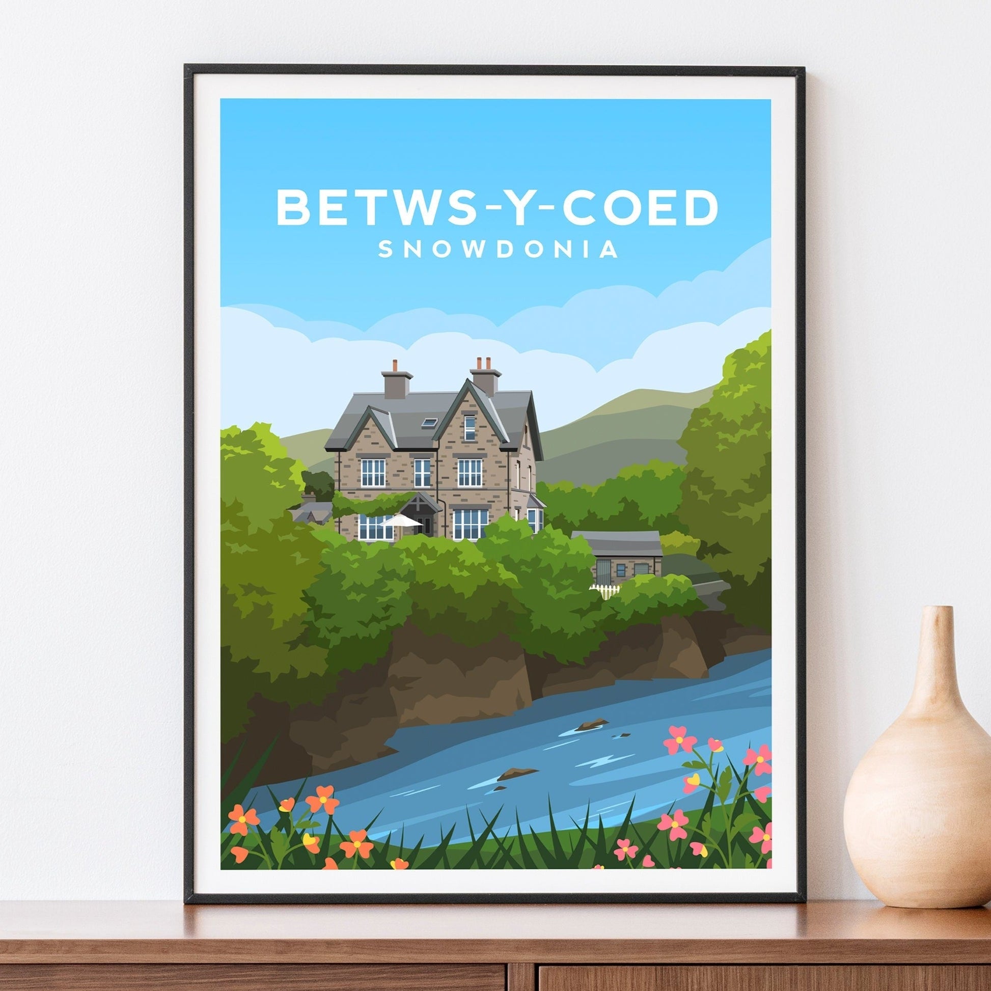 Betws Y Coed Print, Snowdonia Wales Travel Wall Art Typelab