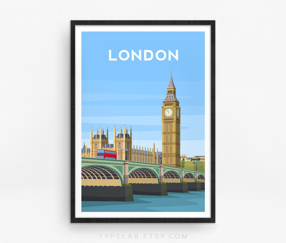Big Ben, London England Travel Print Typelab