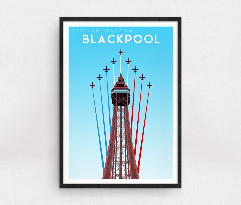 Blackpool Tower, England Travel Print Typelab