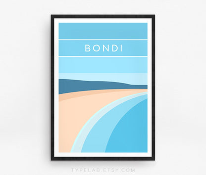 Bondi Beach, Australia Minimalist Print Typelab