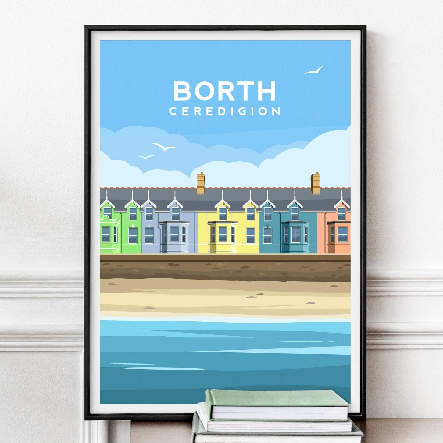 Morfa Borth Print | Ceredigion Wales Travel Wall Art by Typelab