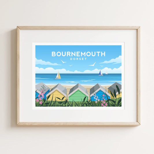 Bournemouth, Dorset England Landscape Print Typelab