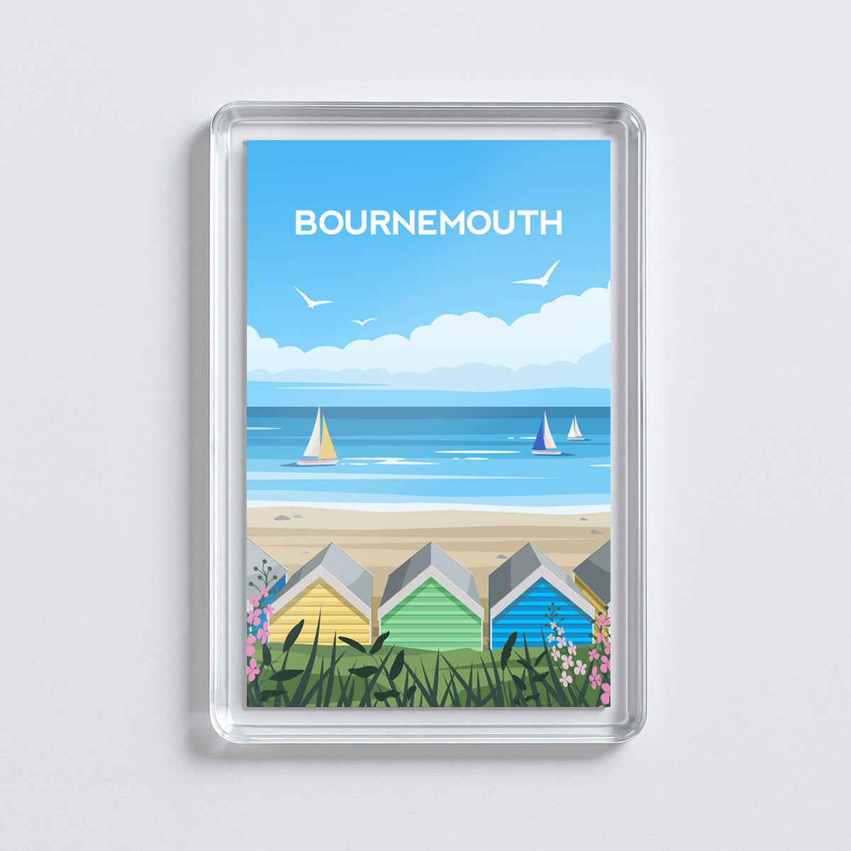Bournemouth Beach Huts Fridge Magnet | Dorset England Travel Gift
