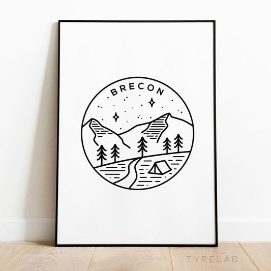 Brecon Beacons Circle Emblem Print Typelab