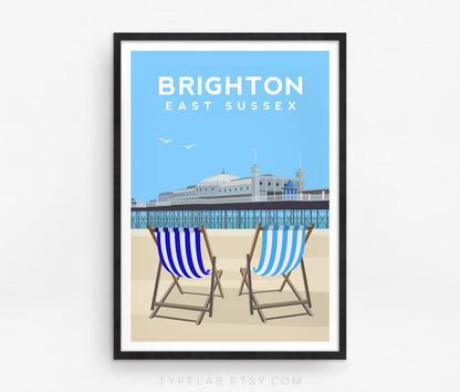 Brighton Pier, East Sussex Travel Print Typelab