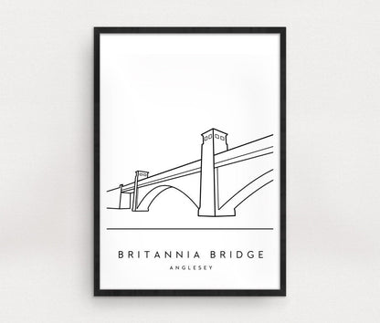 Britannia Bridge, Wales Minimalist Art Print Typelab
