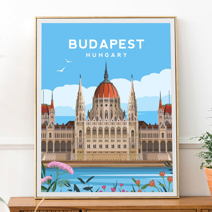 Budapest Parliament Print | Hungary City Travel Wall Art