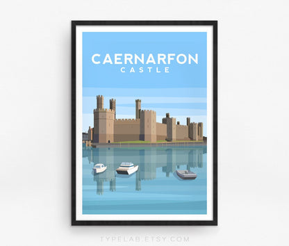 Caernarfon Castle Print | Gwynedd Wales Travel Wall Art - Typelab