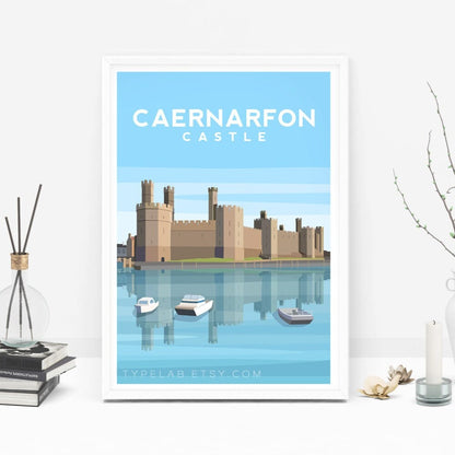 Caernarfon Castle Print | Gwynedd Wales Travel Wall Art - Typelab