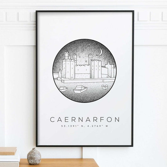 Caernarfon Castle, Wales Dotwork Print Typelab