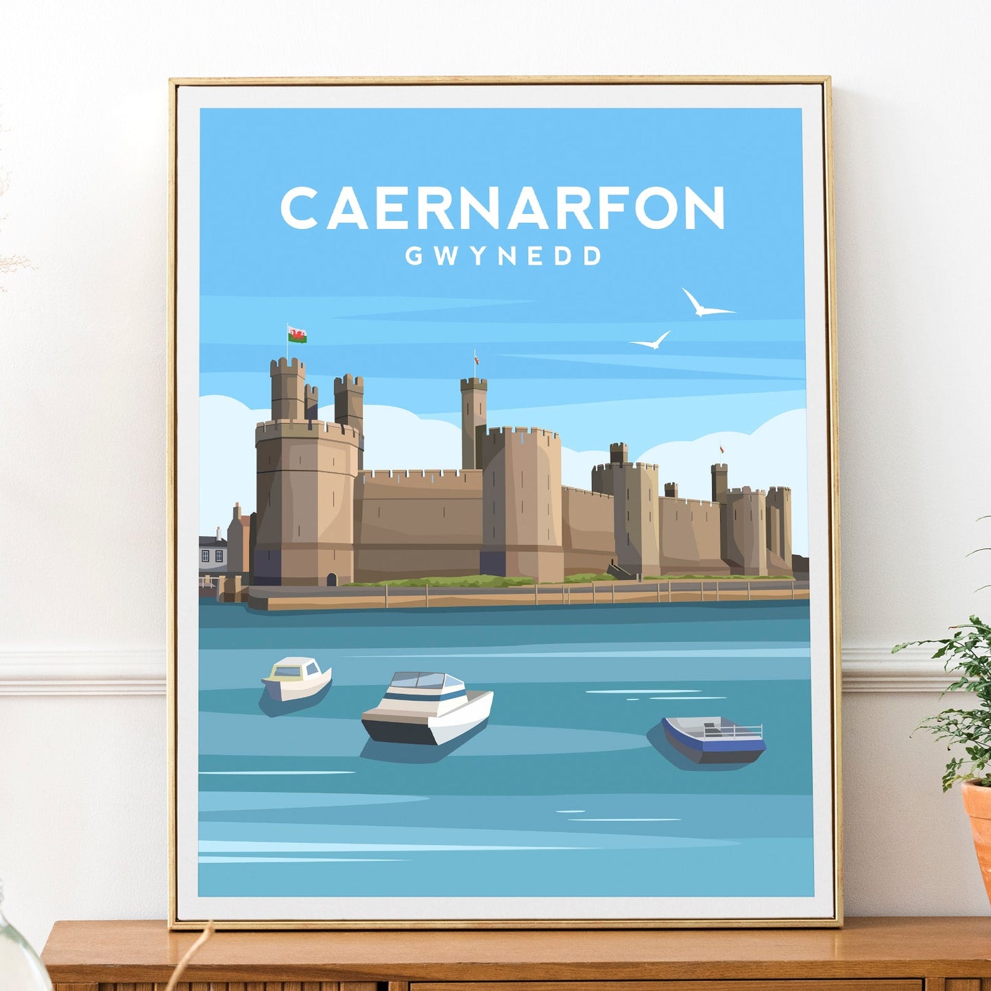 Caernarfon Castle Print | Gwynedd Wales Travel Wall Art