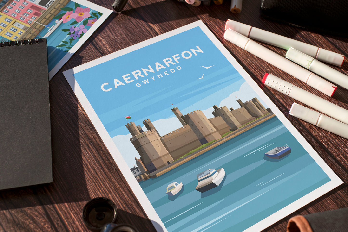 Caernarfon Castle Print | Gwynedd Wales Travel Wall Art