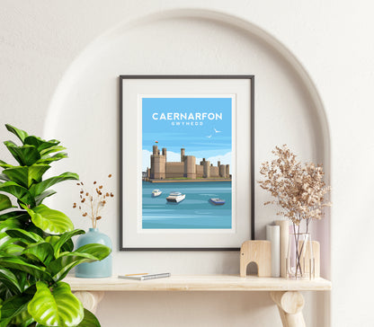 Caernarfon Castle Print | Gwynedd Wales Travel Wall Art