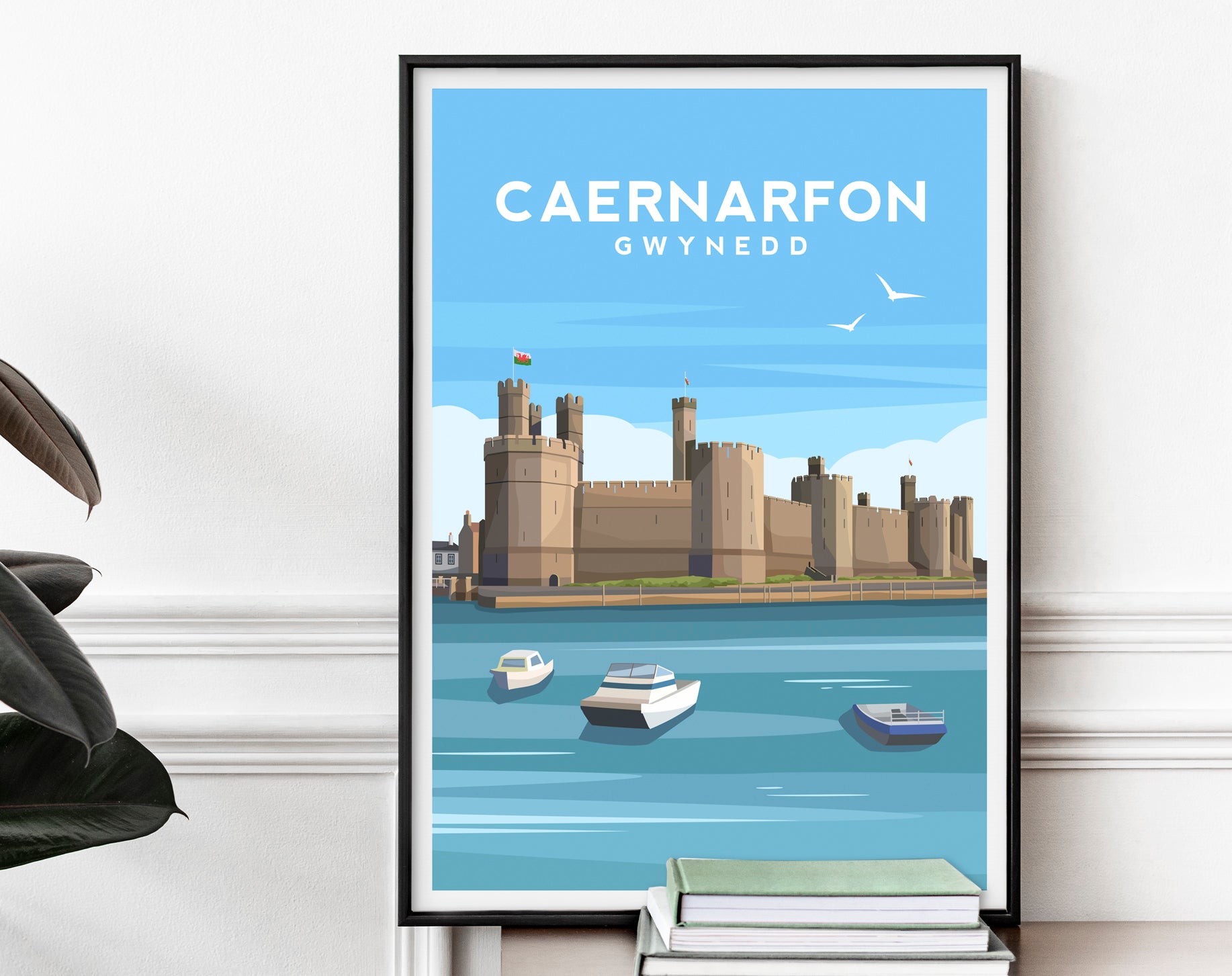 Caernarfon Castle Print | Gwynedd Wales Travel Wall Art