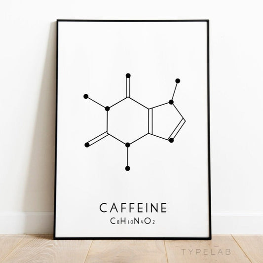 Caffeine Molecular Structure Print - Black and White Typelab