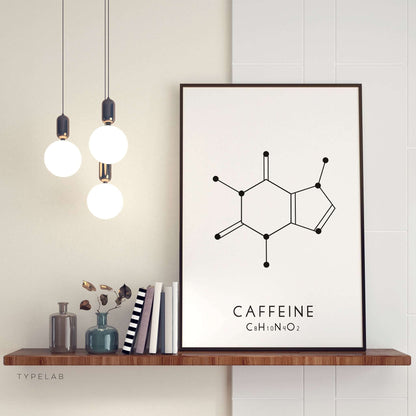 Caffeine Molecular Structure Print - Black and White Typelab