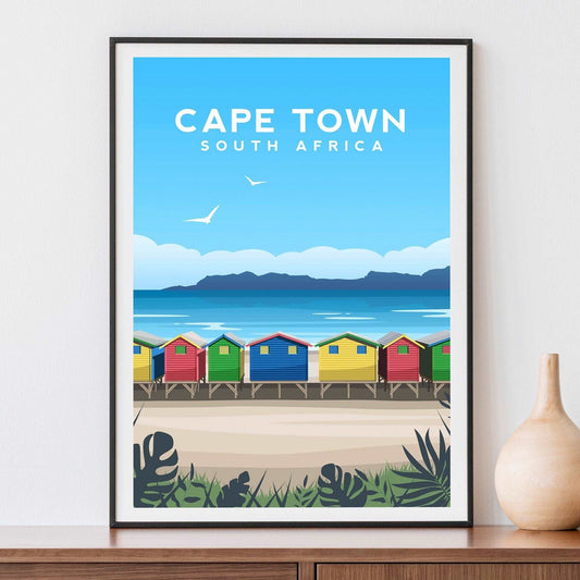 Cape Town Beach Huts, South Africa Travel Print Typelab