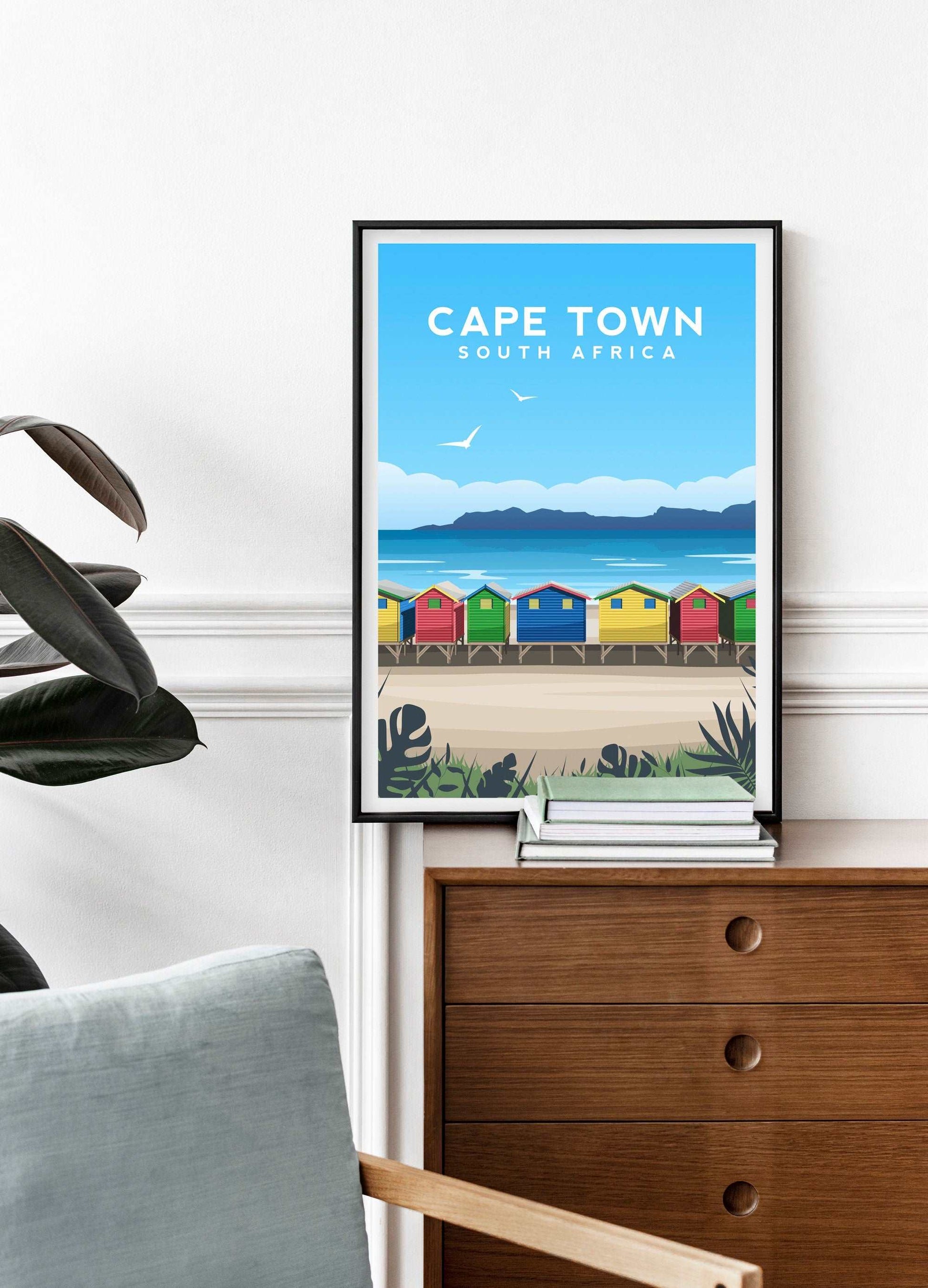 Cape Town Beach Huts, South Africa Travel Print Typelab