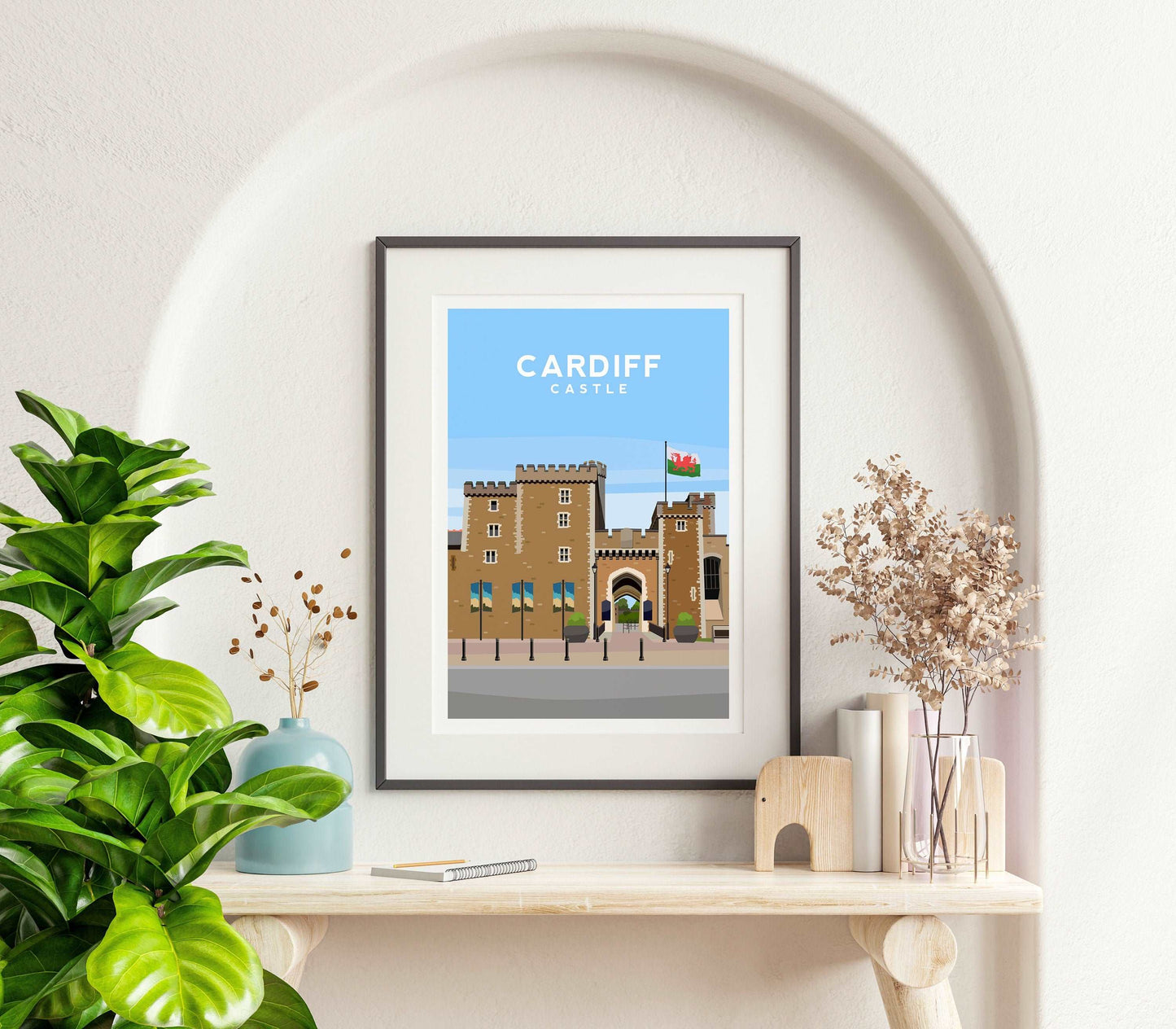 Cardiff Castle, South Wales Travel Print Typelab