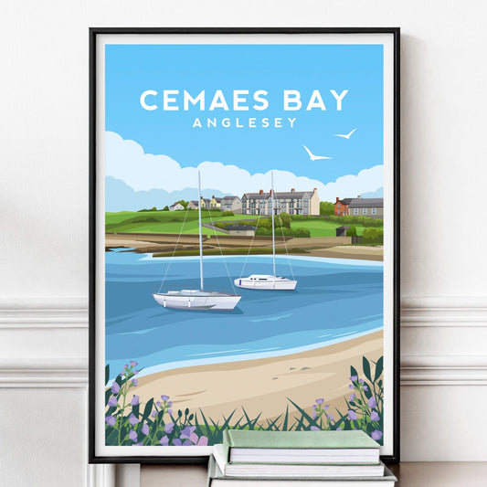 Cemaes Bay Anglesey Print - Wales Wall Art by Typelab