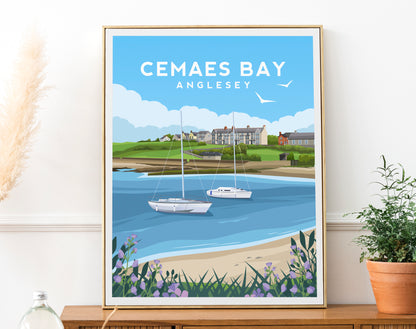 Cemaes Bay Anglesey Print - Wales Wall Art by Typelab