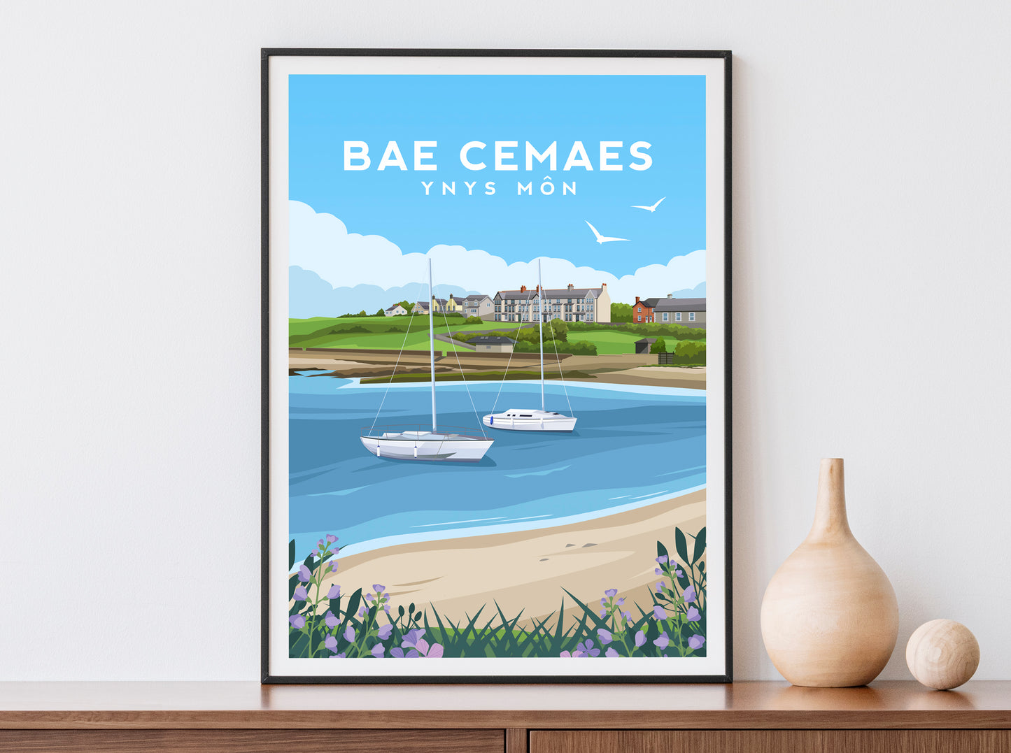 Cemaes Bay Anglesey Print - Wales Wall Art by Typelab