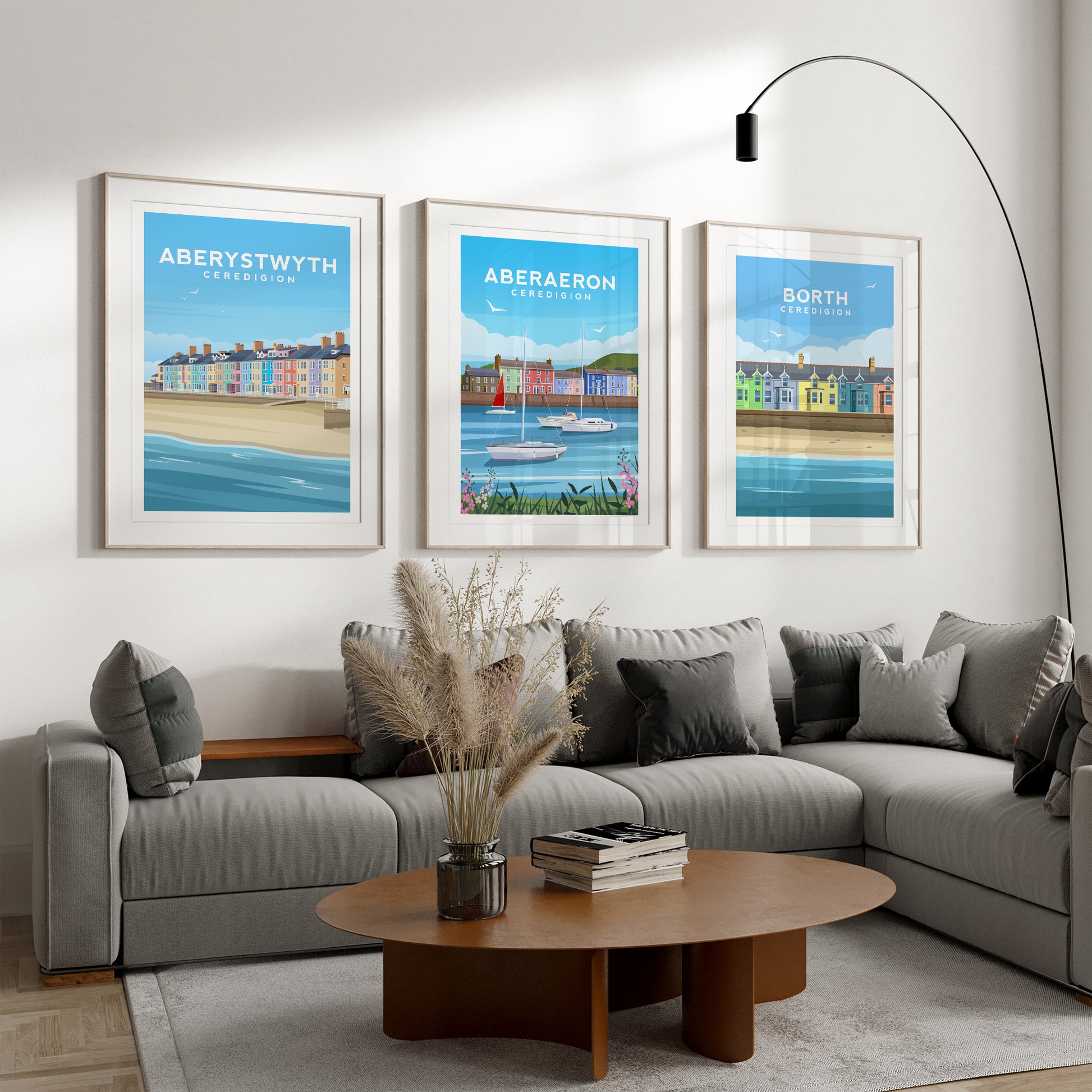 Set of 3 Ceredigion Wales Prints | Aberystwyth, Aberaeron and Borth