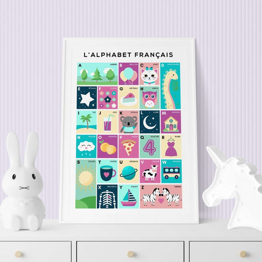 Children's French Alphabet Nursery Print Typelab